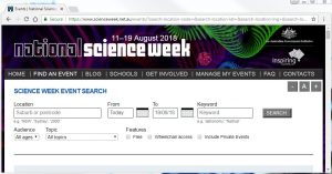 Science Week search webpage